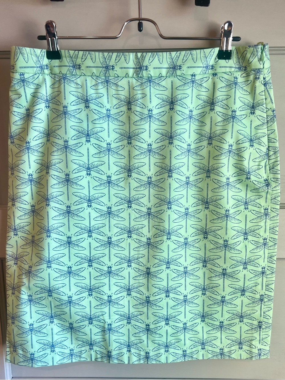 346 Brooks Brothers Light Green Dragonfly Print Women's Skirt